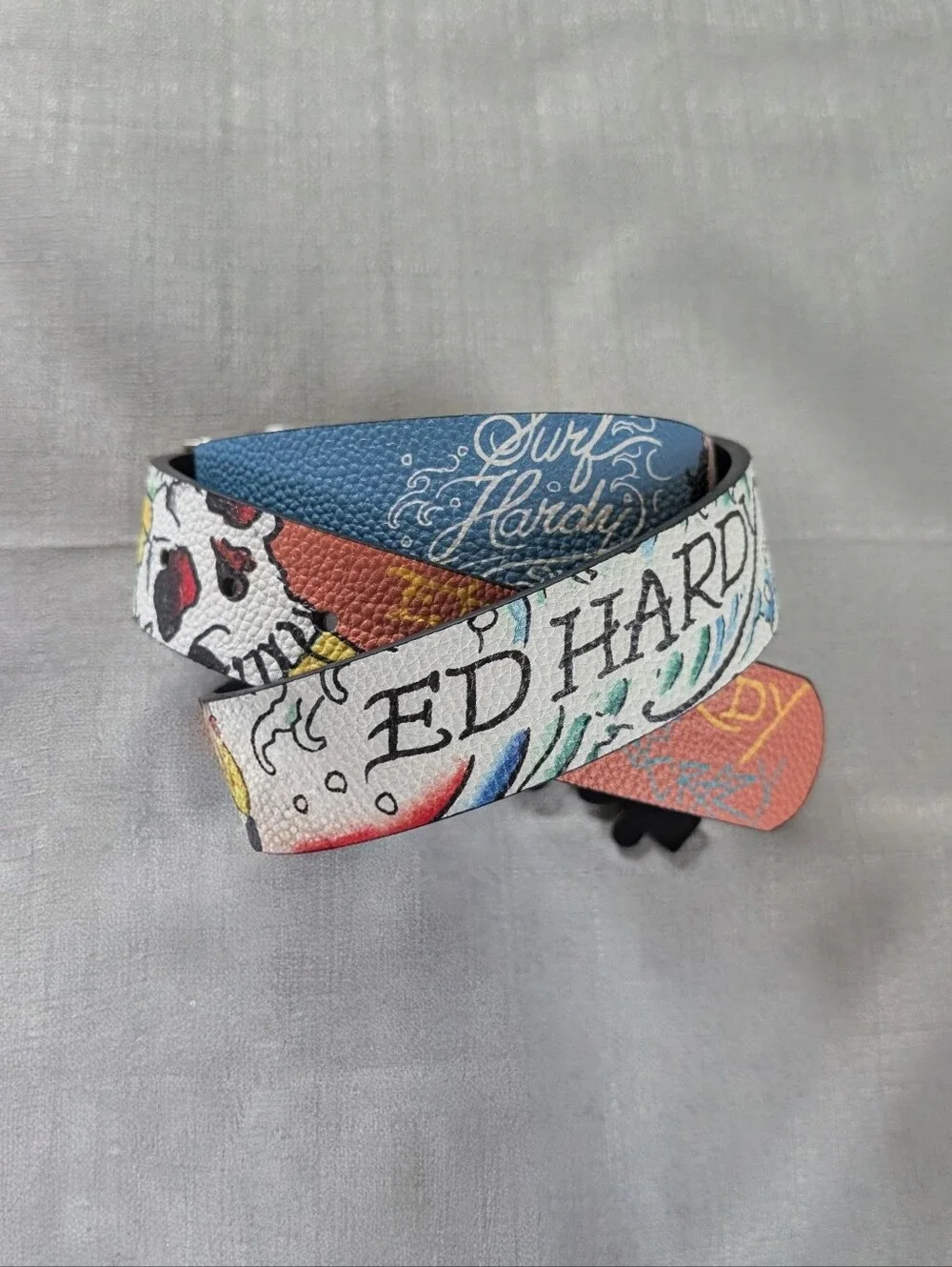 Ed Hardy Surfside/ Tiger Tattoo Print Reversible Belt Men's Size 38 NEW!